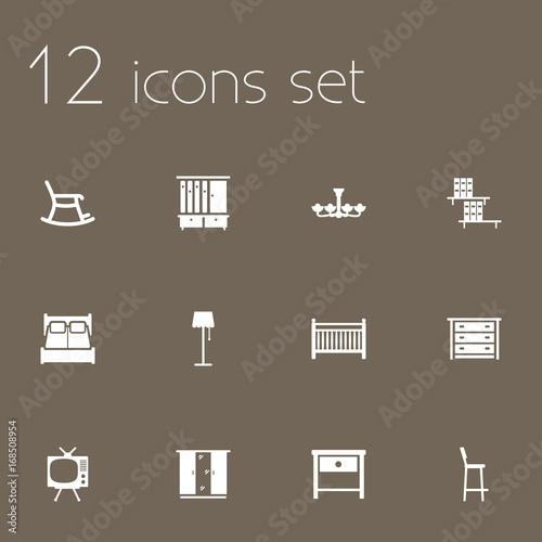 Set Of 12 Situation Icons Set Collection Of Chair Bedroom