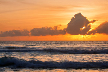 Tropical beach at sunset.