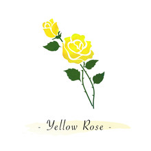 Colorful Watercolor Texture Vector Botanic Garden Flower Yellow Rose