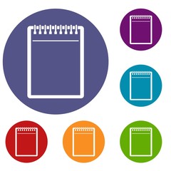 Poster - Blank spiral notepad icons set