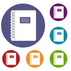 Poster - Spiral notepad icons set