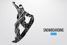 Silhouette Of A Snowboarder Jumping Isolated. Vector Illustration