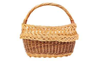 wooden Wicker basket isolated on white background