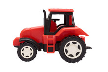 Red Toy Tractor Isolated On White Background
