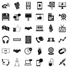 Poster - Data link icons set, simple style