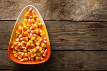 Candy Corn In A Bowl Halloween Background