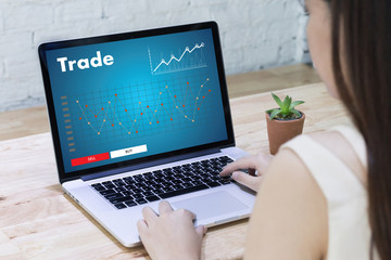 Poster - professionals working Trade  Finance Forex Graph Chart Concept manager showing reports