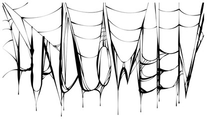 Wall Mural - halloween text and black scary torn web