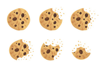  Bitten  chip cookie vector illustration set