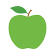 Green granny Smith apple fruit with leaf flat vector icon for food apps and websites