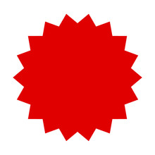 Red Starburst, Burst, Badge, Seal Or Label Flat Vector Icon For Apps And Websites