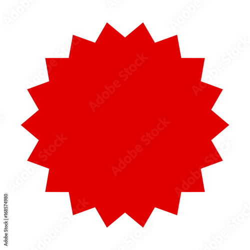 Fotografie, Obraz Red starburst, burst, badge, seal or label flat vector icon for apps and website