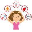 Girl with lice. step by step how to remove lice