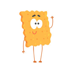 Poster - Cute biscuit character, cartoon funny dessert vector Illustration