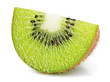 Ripe slice of kiwi fruit isolated on white background