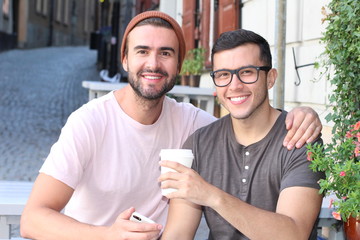 Wall Mural - Gay couple enjoying a date