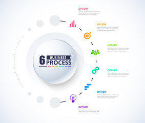 Leinwandbilder - Business data visualization. Process chart. Abstract elements of graph, diagram with 6 steps, Parts or Processes. Business presentation.