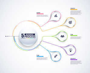 Leinwandbilder - Business data visualization. Process chart. Abstract elements of graph, diagram with 6 steps, Parts or Processes. Business presentation.