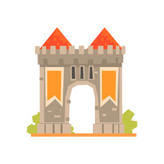 Poster - Medieval gate and two guard towers, ancient architecture building vector Illustration