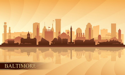 Wall Mural - Baltimore city skyline silhouette background