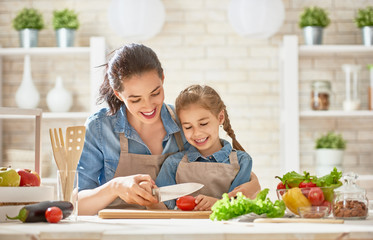 happy family in the kitchen.