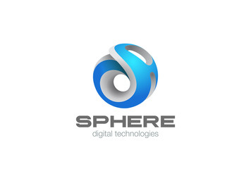 Poster - sci-fi network sphere logo vector. global technology game icon