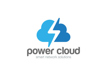 Poster - cloud computing flash thunderbolt logo vector. power cloud icon