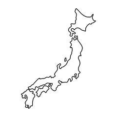 Fototapete - Japan map of black contour curves of vector illustration