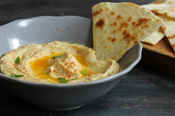 Hummus and Pita chips - An Arabic -Mediterranean Chickpea Tahina