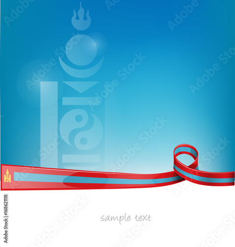 Tela mongolia ribbon flag on blue sky background