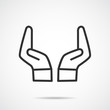 © ronnarid - protection and supporting hand icon vector