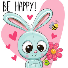 Wall Mural - Be Happy Greeting card with Rabbit