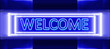 neon sign of welcome