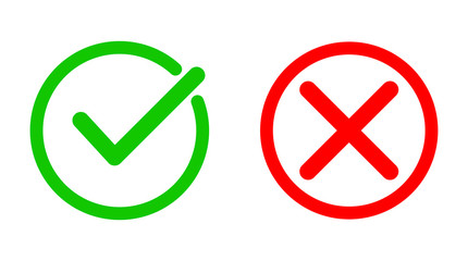 Poster - Green tick and red cross checkmarks. Vector illustration.