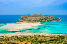 Paradise Beach Balos At Beautiful Bay And Coast - View Over Balos Lagoon, Island On Crete, Greece