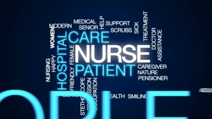 Canvas Print - Nurse animated word cloud, text design animation.