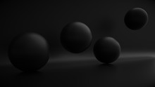 Abstract Black Big Balls In A Dark Room Background
