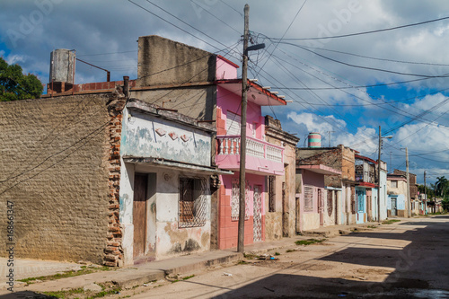 Colorful houses in Camaguey, Cuba Canvas Print