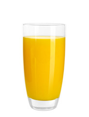 Poster - Glass of fresh orange juice on white background