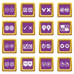 Poster - Check mark icons set purple