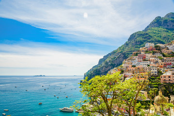 Wall Mural - beautiful view on town Positano on Amalfi coast, Campania, Italy