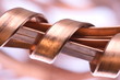 Copper wire bus closeup with blurred background