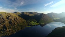Panning Aerial View Of The Lake District.