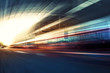 canvas print picture - Blurry chromatic color tunnel car traffic motion blur. Motion blur  the speed and dynamics.