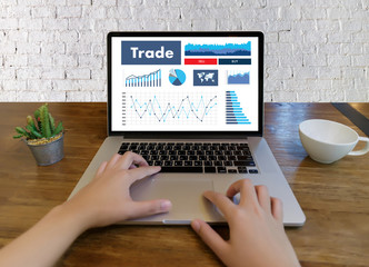 Poster - professionals working Trade  Finance Forex Graph Chart Concept manager showing reports
