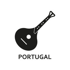 Poster - Portuguese guitar with Portugal lettering icon