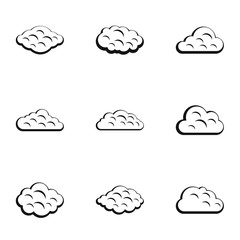 Sticker - Sky cloud icon set, simple style