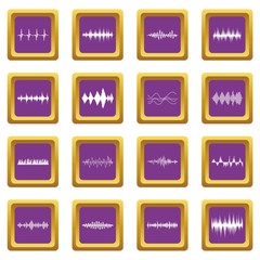 Poster - Sound wave icons set purple