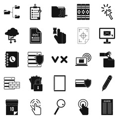 Poster - Document case icons set, simple style