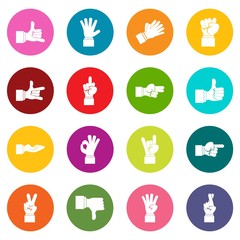 Wall Mural - Hand gesture icons many colors set